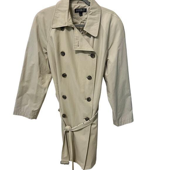 Women's Tan Trench Coat Bromley Size Large EUC Raincoat Jacket Work Coat Office - Picture 1 of 5
